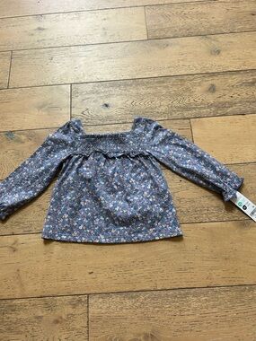 OshKosh B'gosh Blue Floral Smocked Long-Sleeve Top